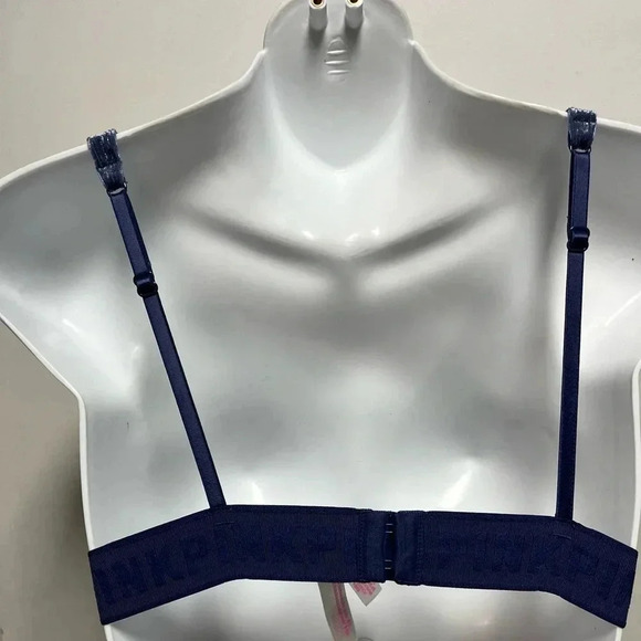 VICTORIA'S SECRET "PINK" DEEP BLUE UNLINED VELVET VELOUR TRIANGLE BRALETTE - Picture 2 of 4